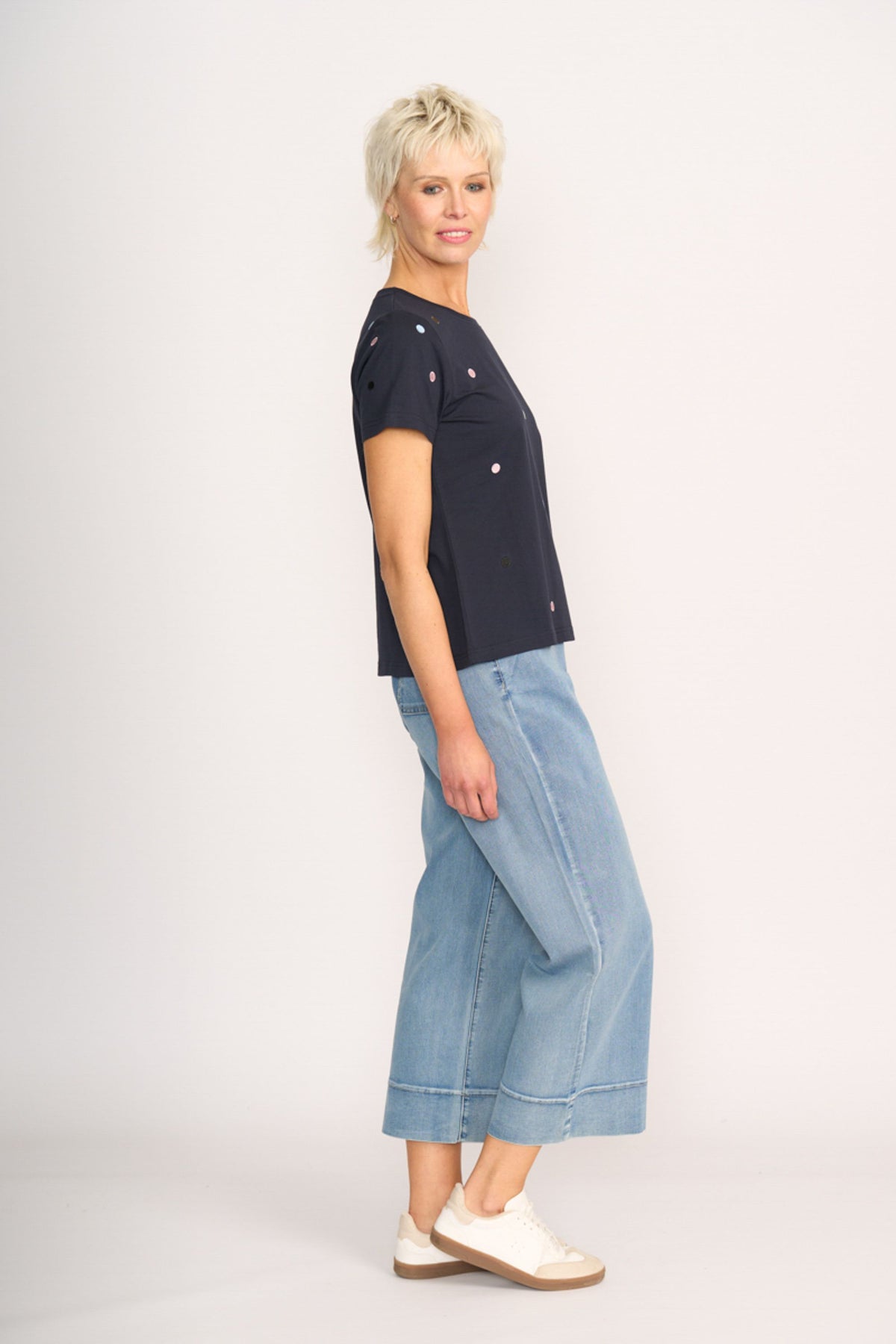 T SHIRT  EMBROIDERY Navy Spot