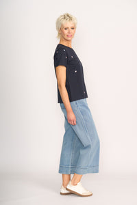 T SHIRT  EMBROIDERY Navy Spot