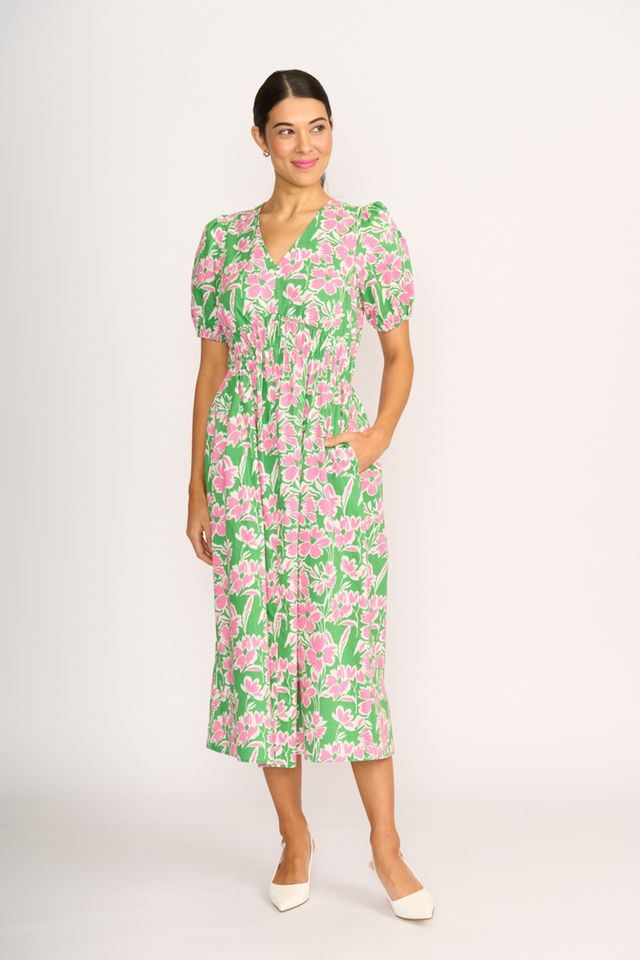 DRESS SHIRRED EMPIRE LINE Blossom Pop