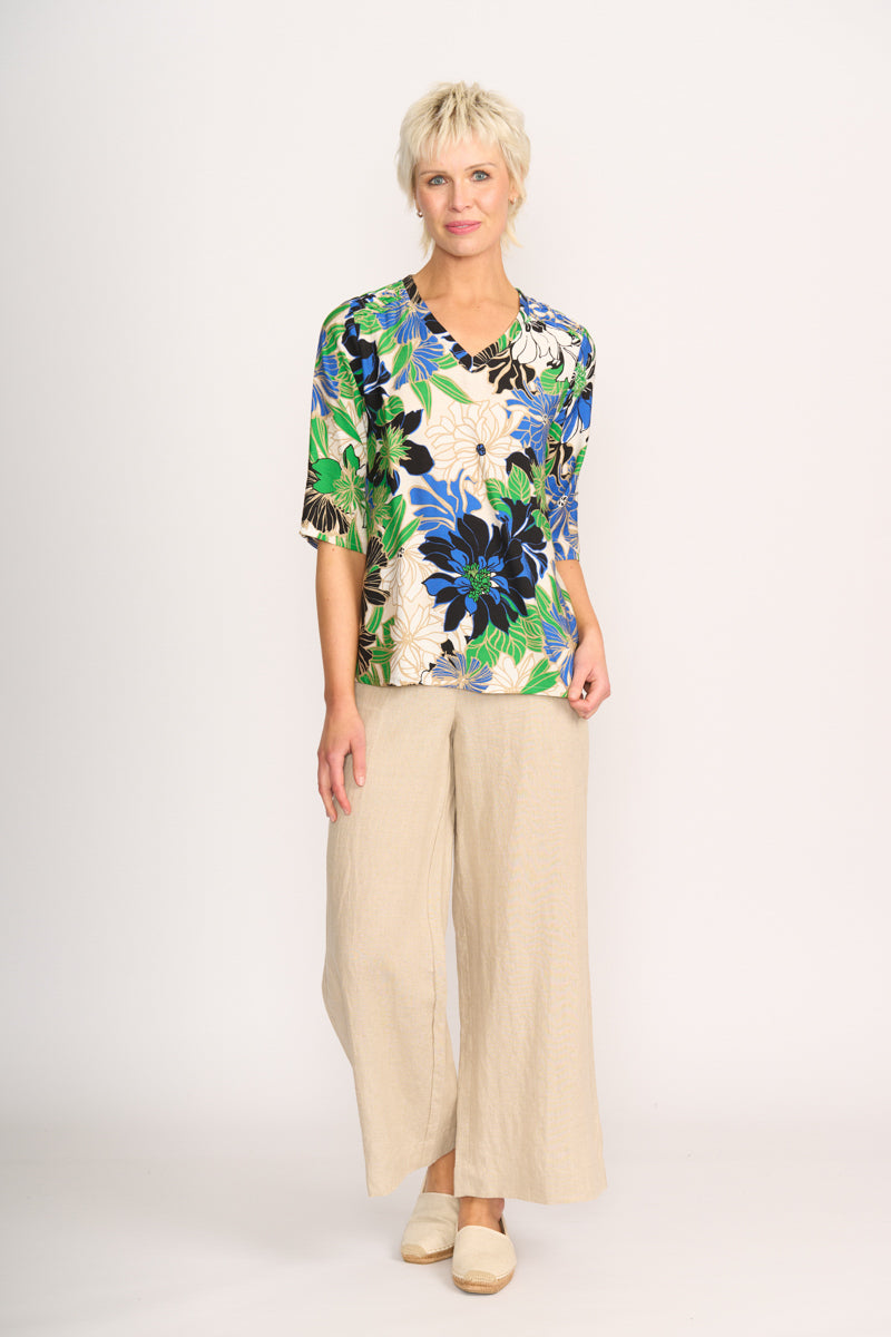 PINTUCK SCOOP HEM TOP Floral Delight