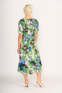 MIDI SHIRRED BODICE DRESS Floral Delight