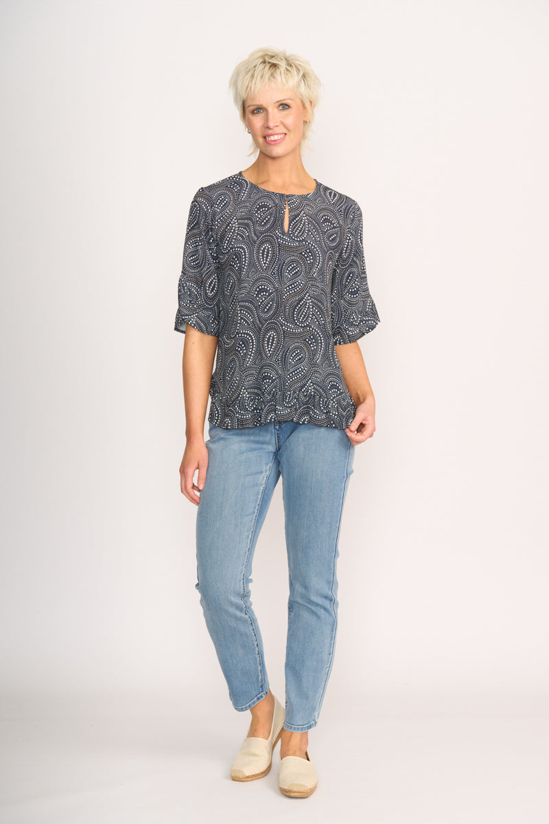 RUFFLE SLEEVE TOP Midnight Stars