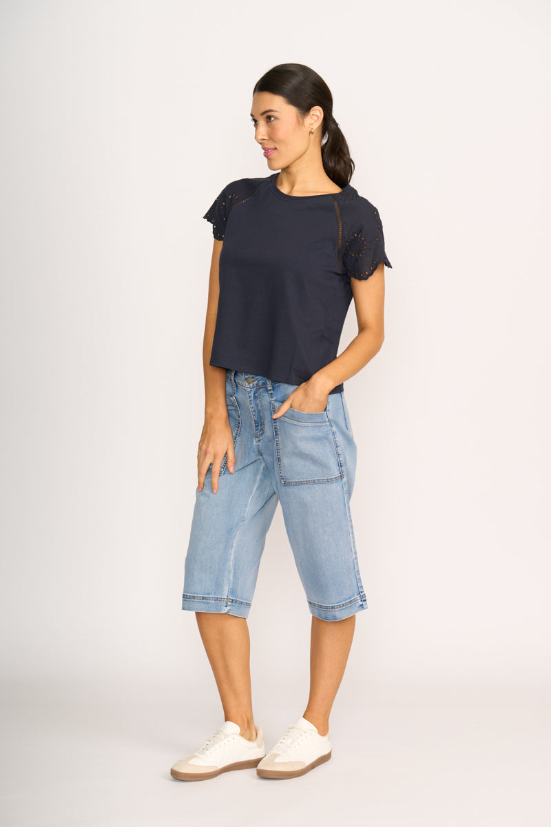 T SHIRT BRODERIE Navy