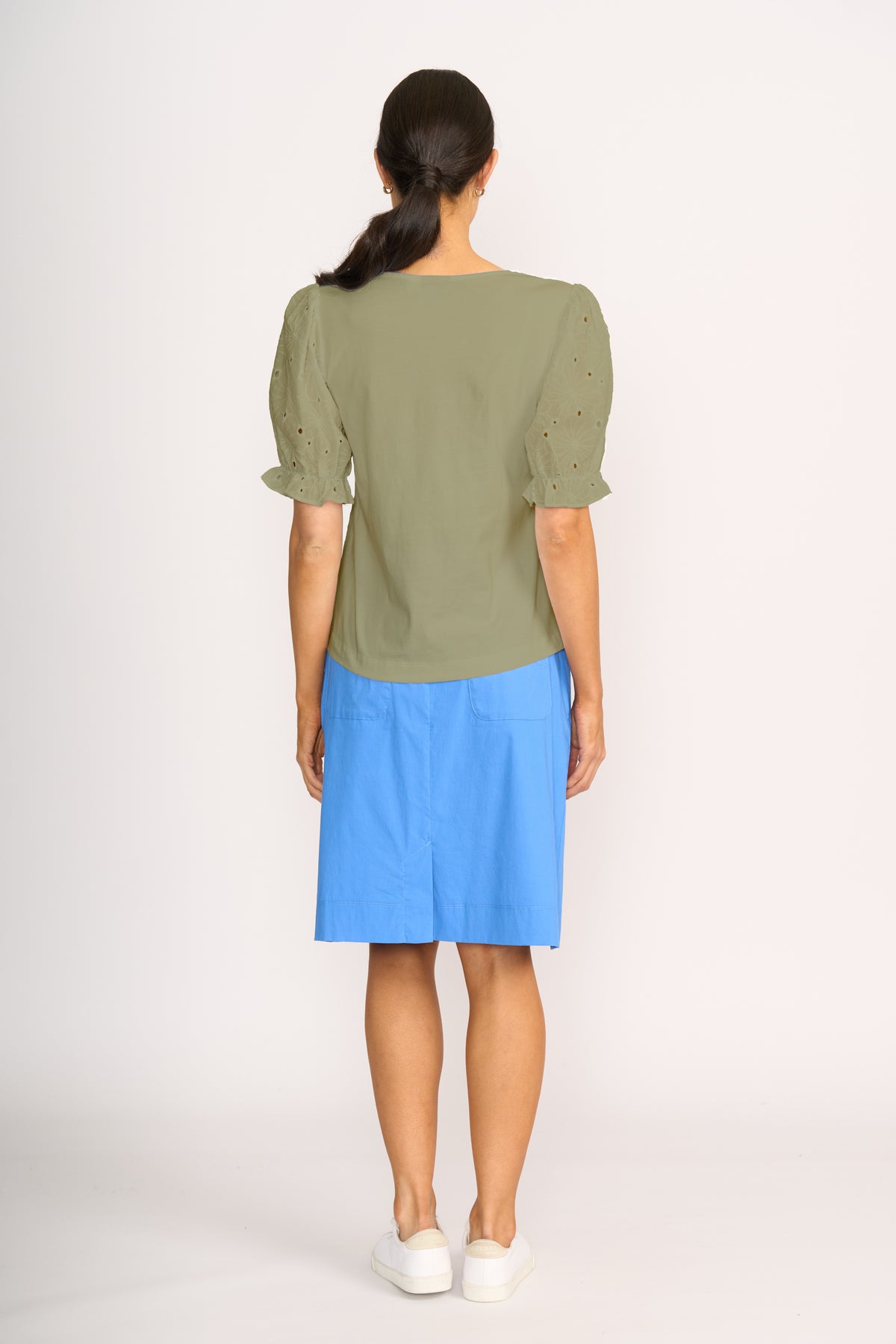 CONTRAST SLEEVES T SHIRT Sage