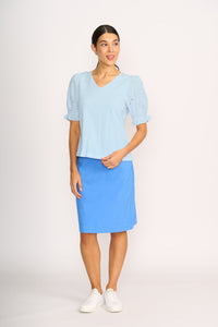 CONTRAST SLEEVES TOP Sky