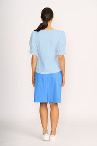 CONTRAST SLEEVES TOP Sky