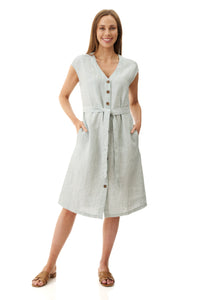 Xyris button linen dress  Khaki