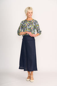 ELASTIC HEM TOP Navy Floral