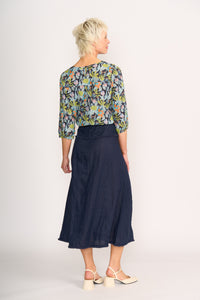 ELASTIC HEM TOP Navy Floral