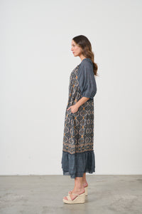 Dress Kosmos Print w/Raglan Sleeve