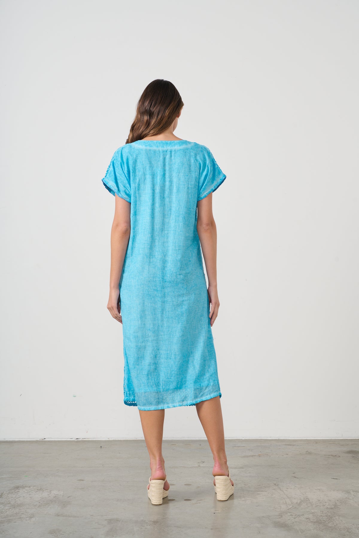 Dress Broderie Shift w/Pockets Blue