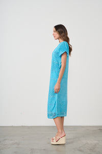 Dress Broderie Shift w/Pockets Blue