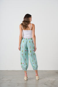 Pant Garden Block Print & Tapered Hem