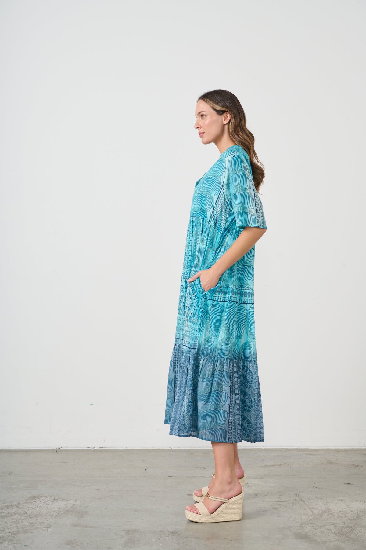 Dress Tiered Multi Block Print