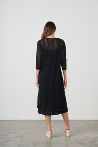 Long Jacket Lace Net See Through Black