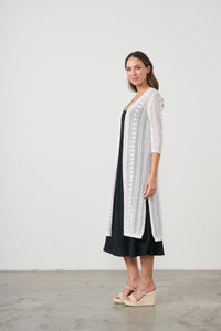 Long Jacket Lace Net See Through Cream