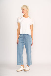 T SHIRT  BRODERIE SLEEVE White