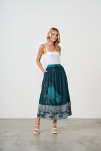 Skirt Lotus Print & Pockets