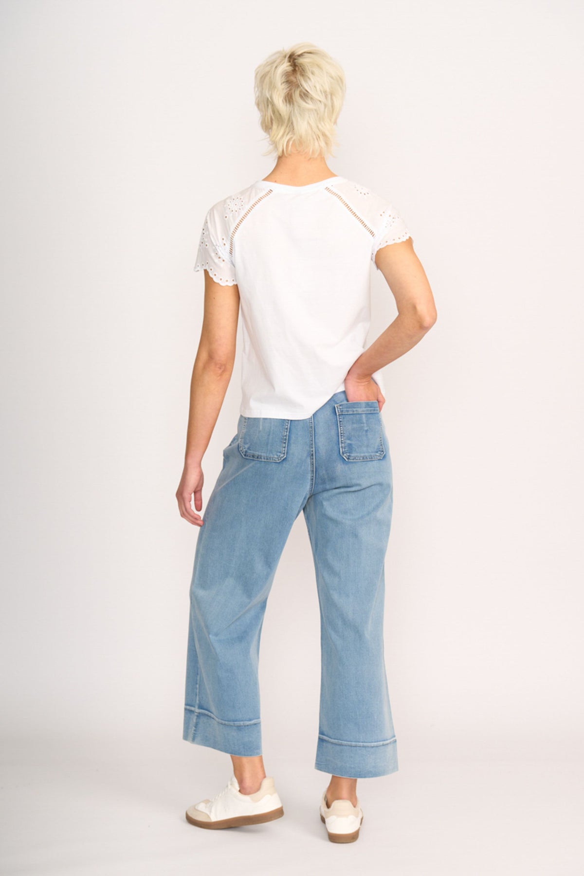 T SHIRT  BRODERIE SLEEVE White