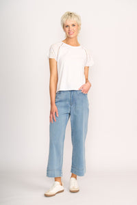 T SHIRT  BRODERIE SLEEVE White