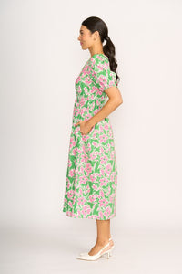 DRESS SHIRRED EMPIRE LINE Blossom Pop