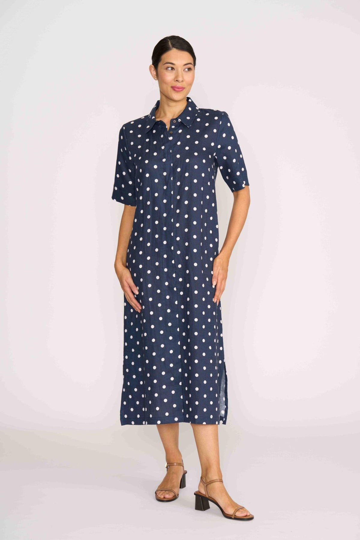 ADVANCED INTERACTION DRESS Navy Spot
