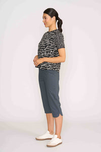 T SHIRT CONTRAST RIB Black & Ecru