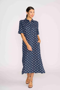 ADVANCED INTERACTION DRESS Navy Spot