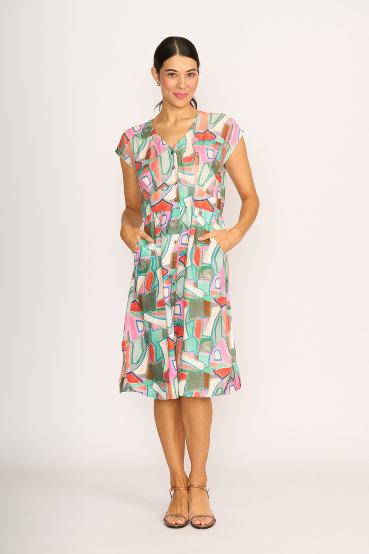 BUTTON FRONT DRESS Colour Fusion