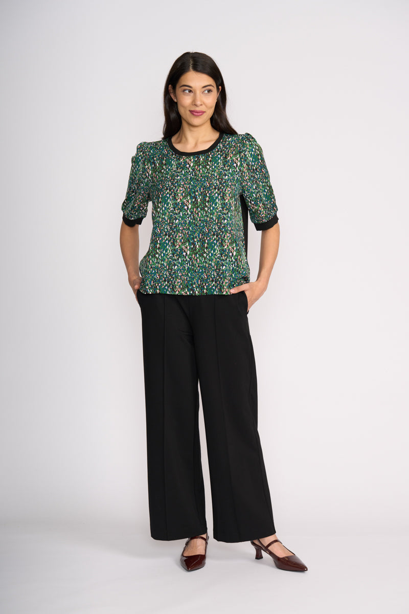 ELBOW SLEEVE CONTRAST TOP Green Camo