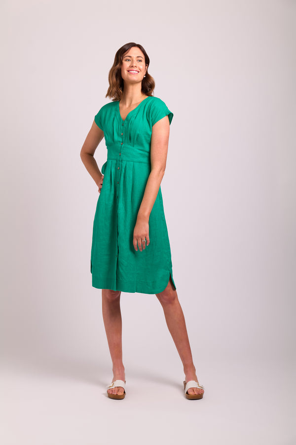 Button Front Dress in Green