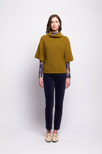 Cowl Neck Rib Jumper in Moss