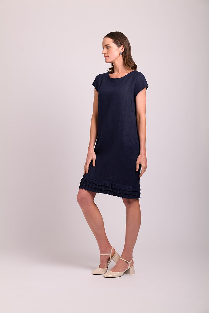 Pleat Dreams Dress in Midnight