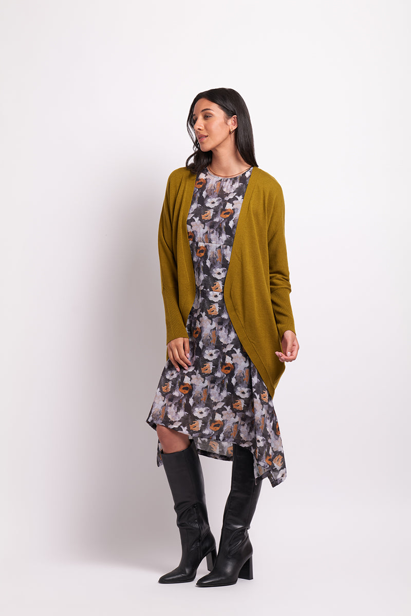 Open Front Midi Cardigan in Moss