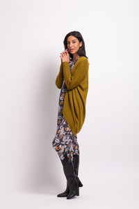 Open Front Midi Cardigan in Moss