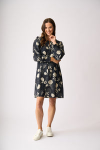 ZIP FRONT DRESS Midnight Blooms