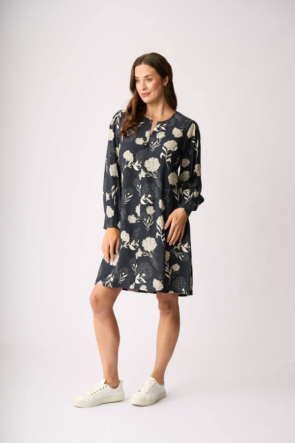 ZIP FRONT DRESS Midnight Blooms