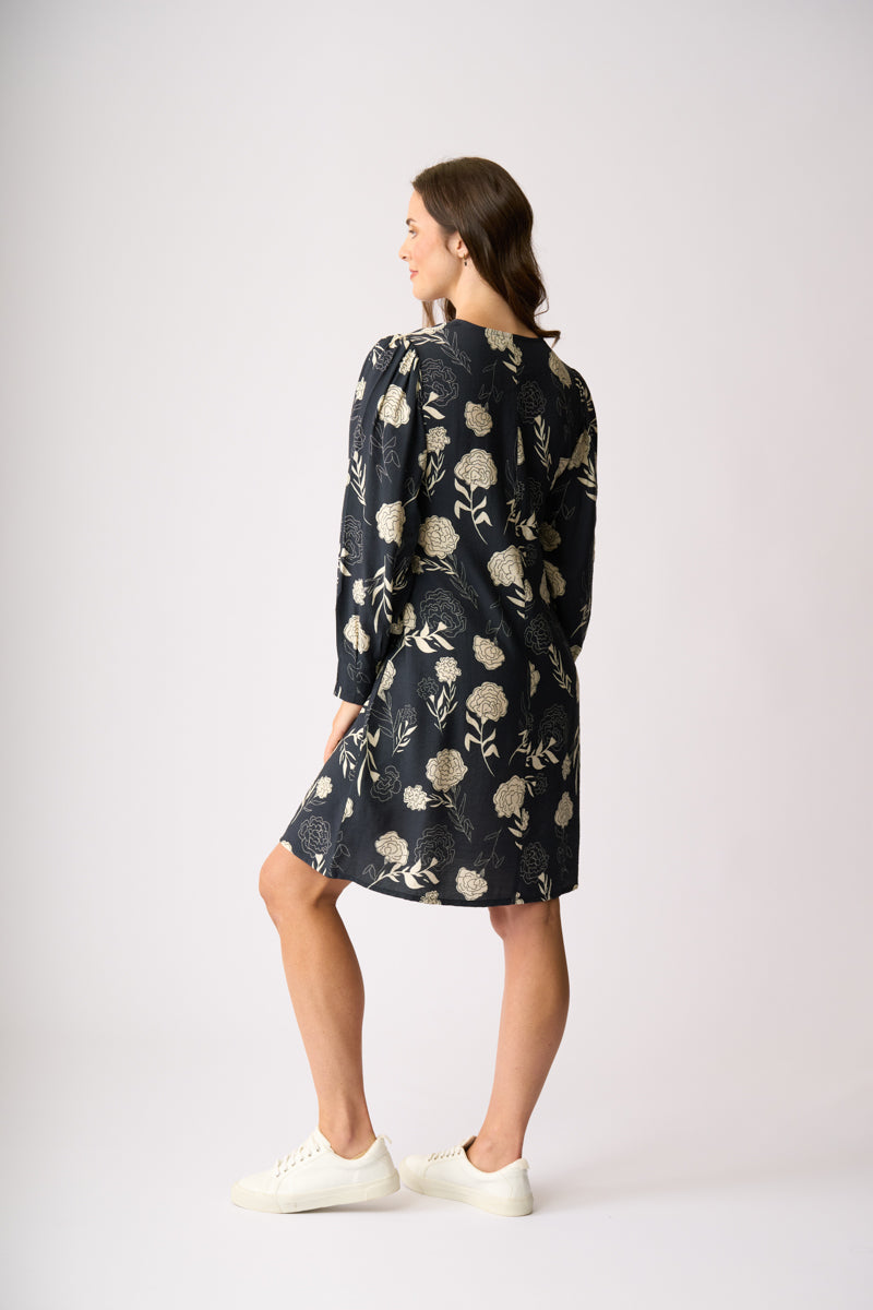 ZIP FRONT DRESS Midnight Blooms