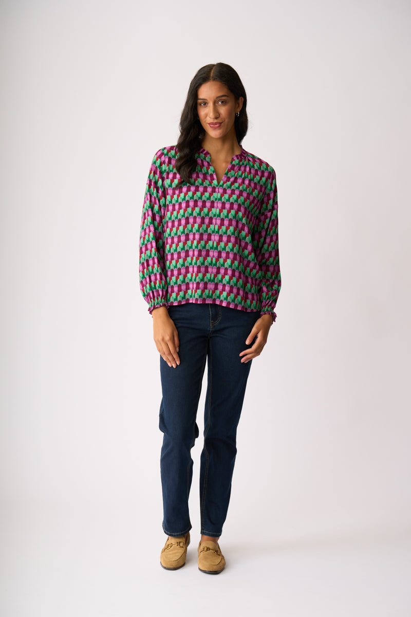 ELASTICATED CUFF BLOUSE Art Deco