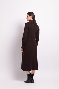 Roll Neck Dress in Chocolate