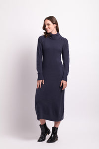 Roll Neck Dress in Steel