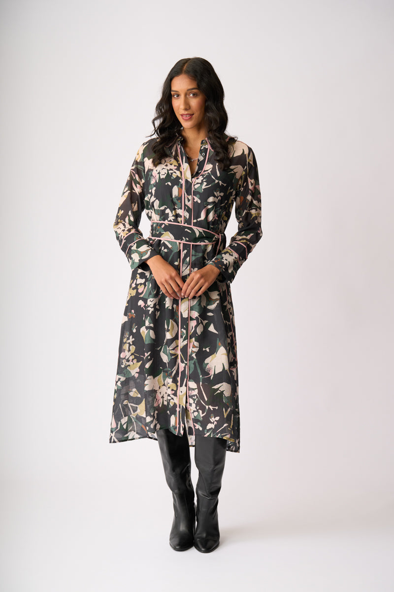 PIPE UP SHIRT DRESS Shadow Leaf