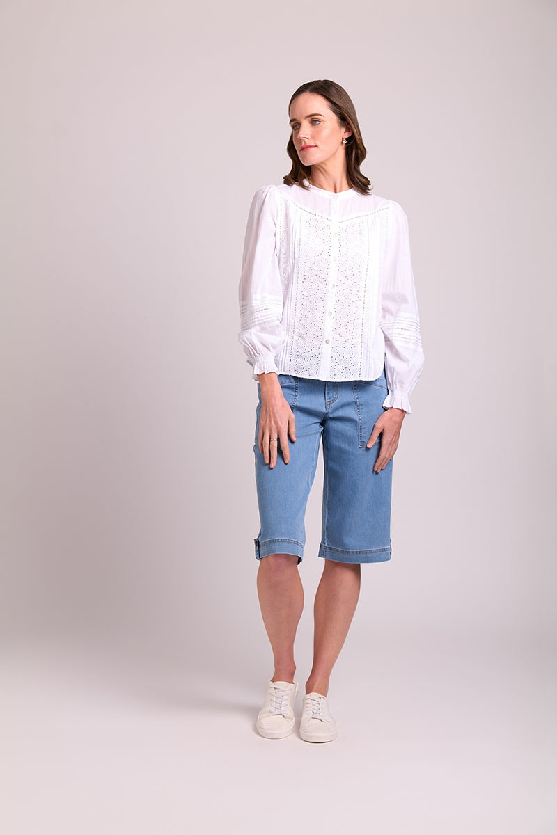 Broderie & Lace Blouse in White