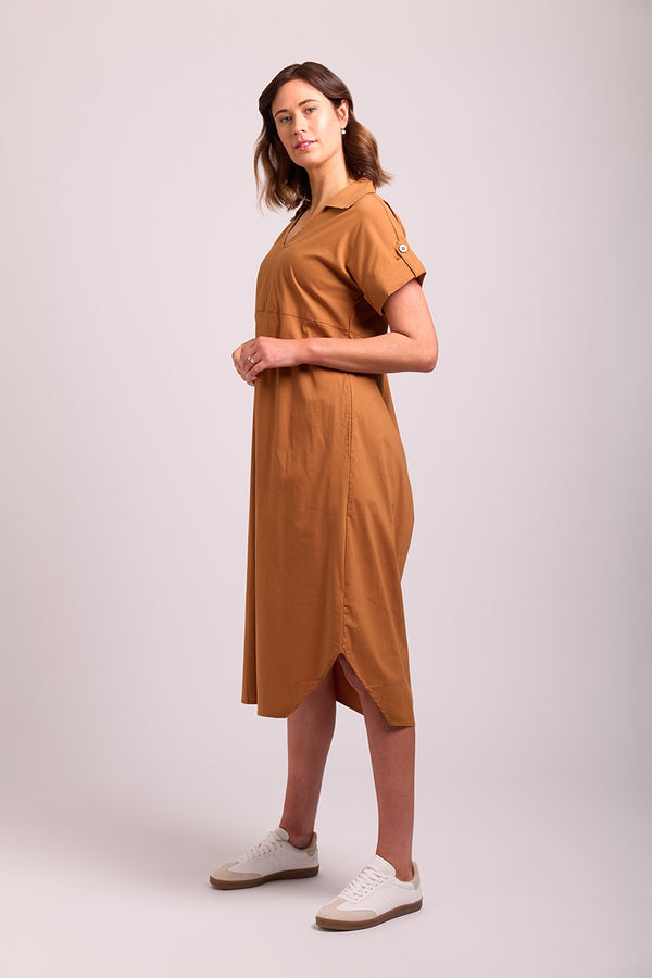 Collar & Cocoon Dress in Ginger