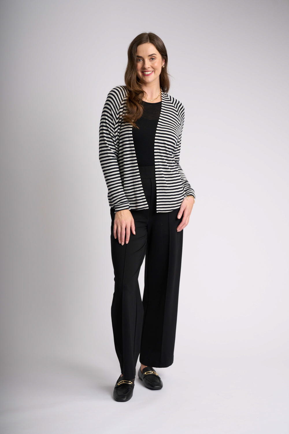 ESSENTIAL GATHER BACK CARDIGAN Stripe