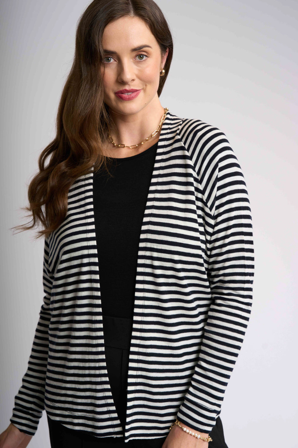 ESSENTIAL GATHER BACK CARDIGAN Stripe