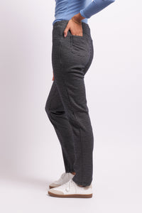 Pull On Slim Full Lenght Pant in Steel Check