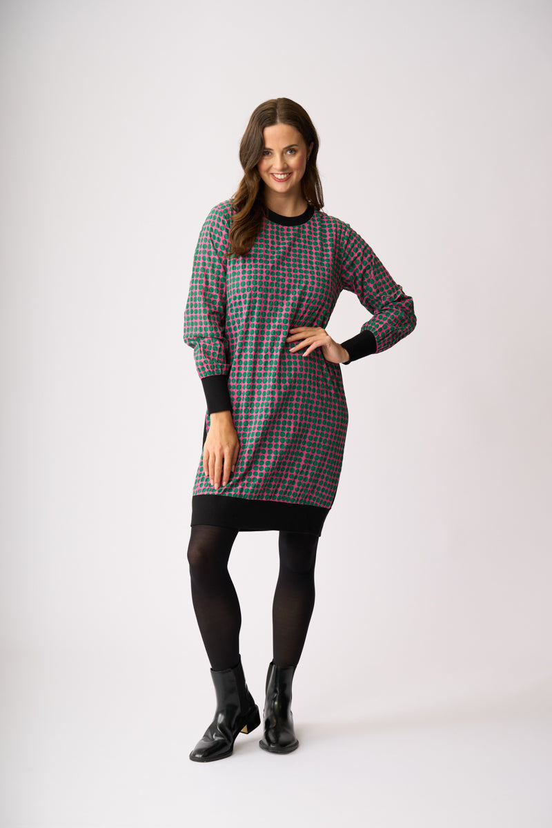 CONTRAST DETAIL DRESS Pink Spot