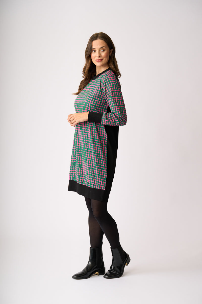 CONTRAST DETAIL DRESS Pink Spot