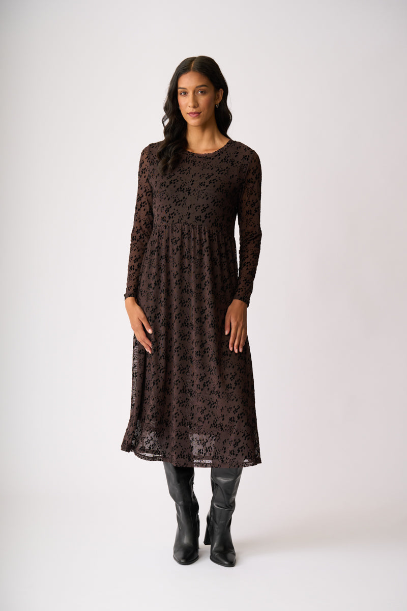 FLOCK YEAH DRESS Chocolate Spot